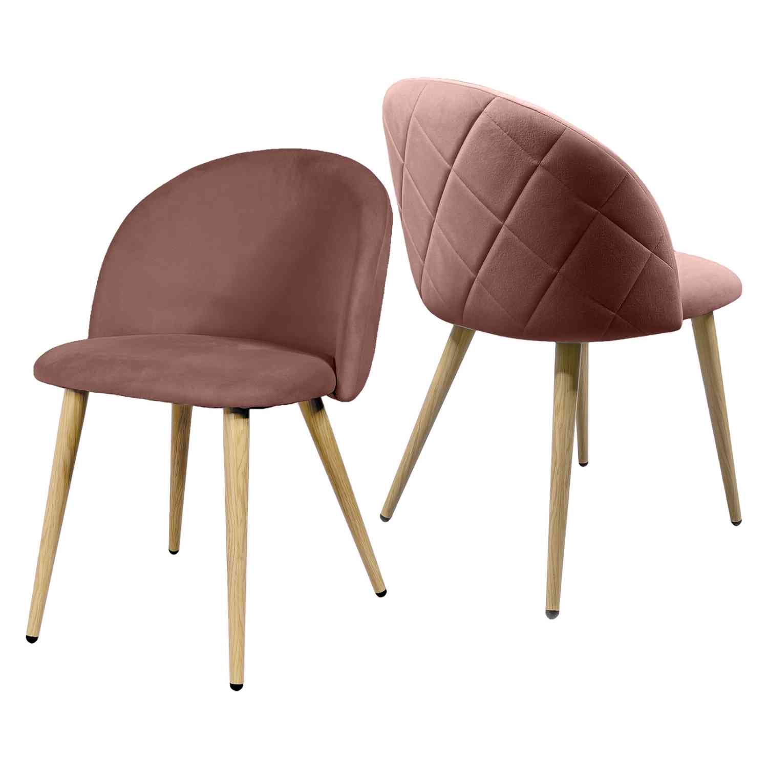 Sillas para Comedor de Terciopelo Modernas Acolchadas Rosas 2 piezas