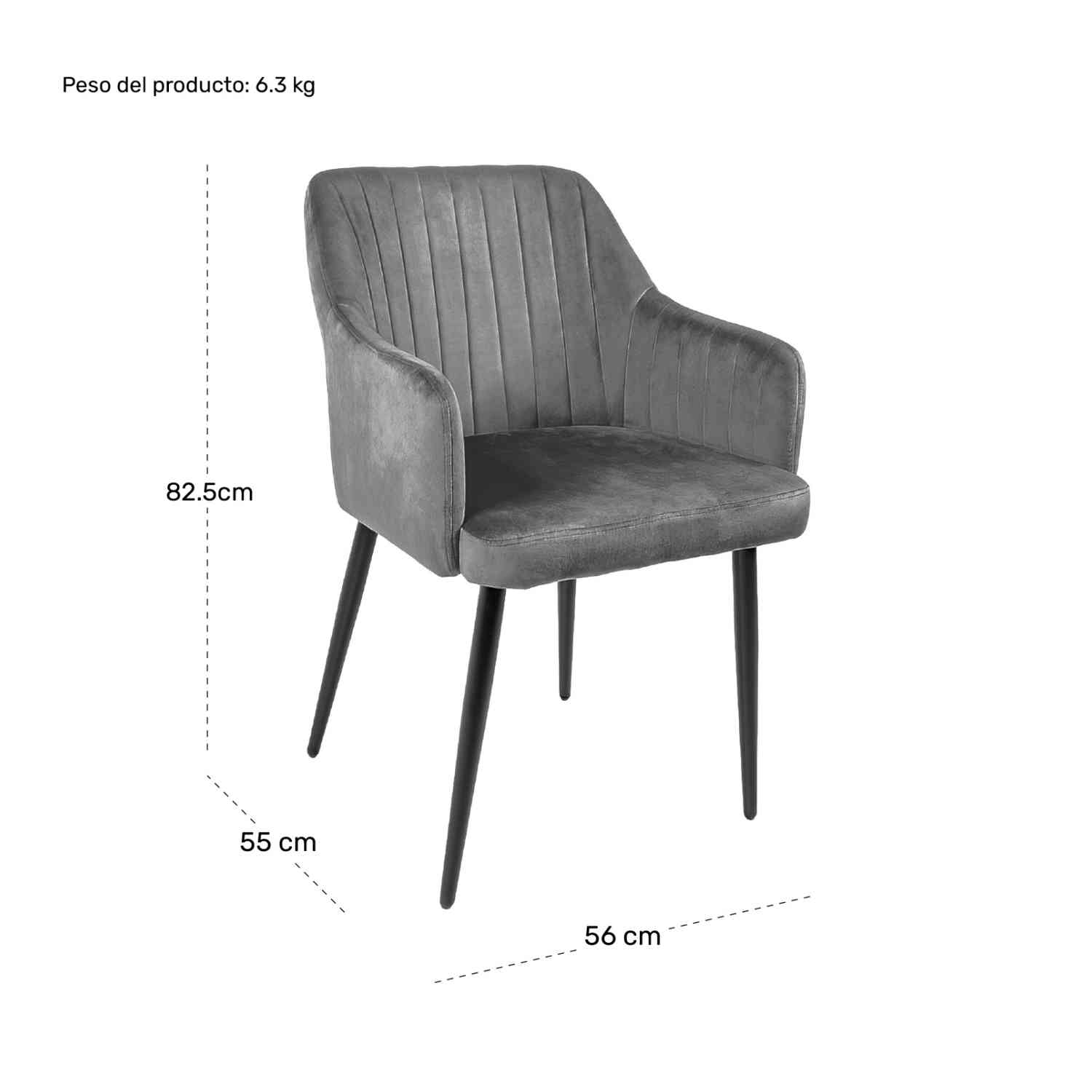 Foto 9 pulgar | Sillas para Comedor de Terciopelo Acolchadas Modernas Grises