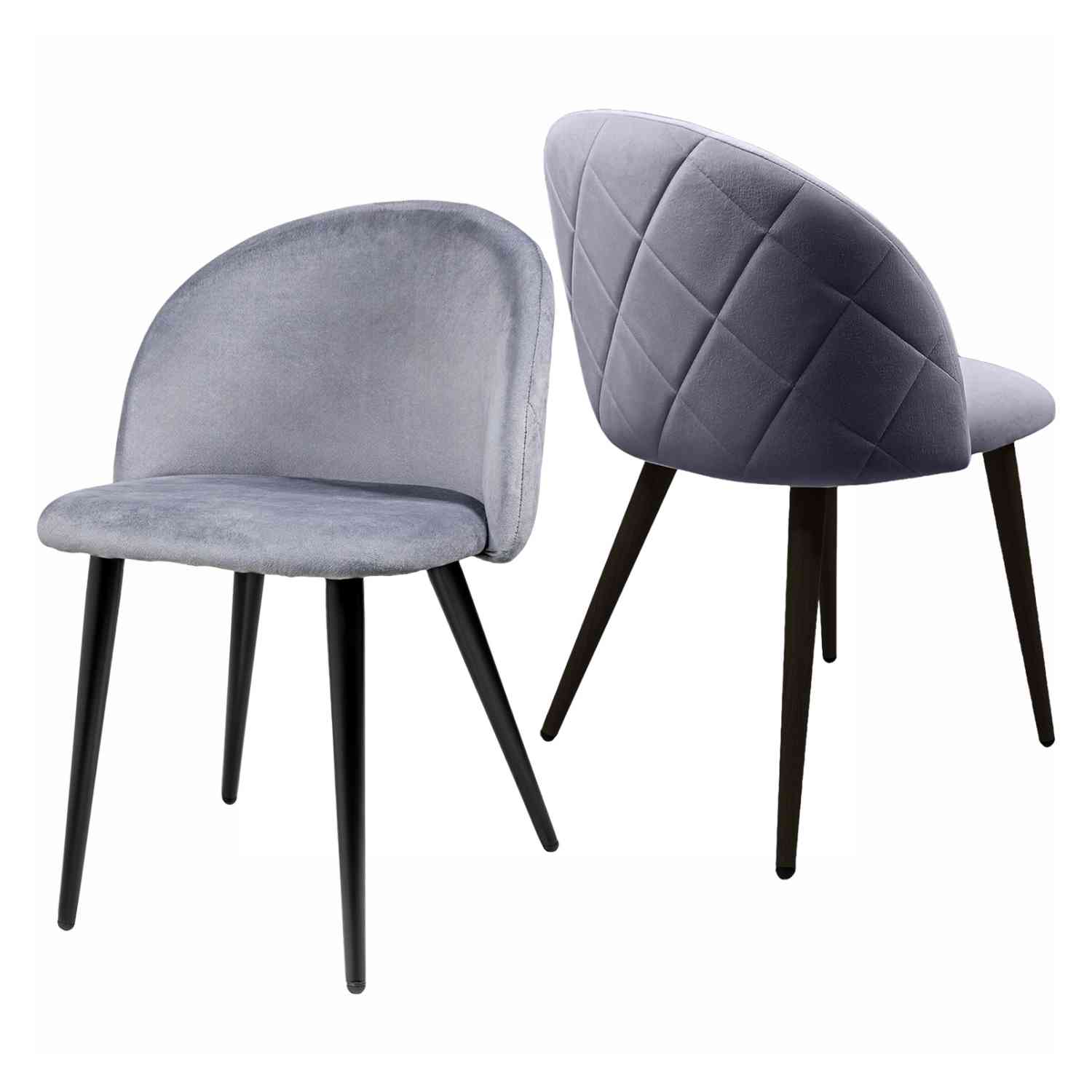 Sillas para Comedor de Terciopelo Modernas Acolchadas Grises 2 piezas $2,599