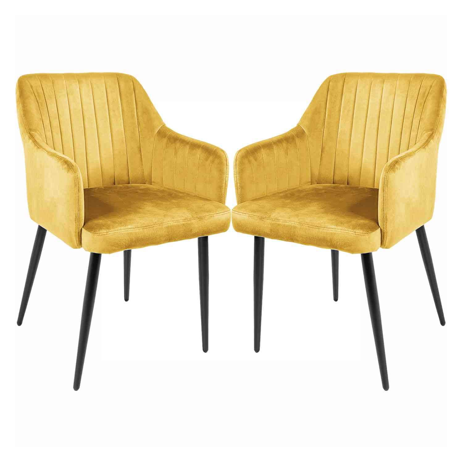 Sillas para Comedor de Terciopelo Acolchadas Modernas Mostaza 2 piezas $2,999