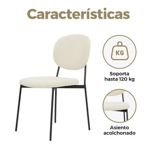 Foto 3 | Silla para Comedor Bouclé Gl-0010 Gaon Legacy Beige Elegante Set 4