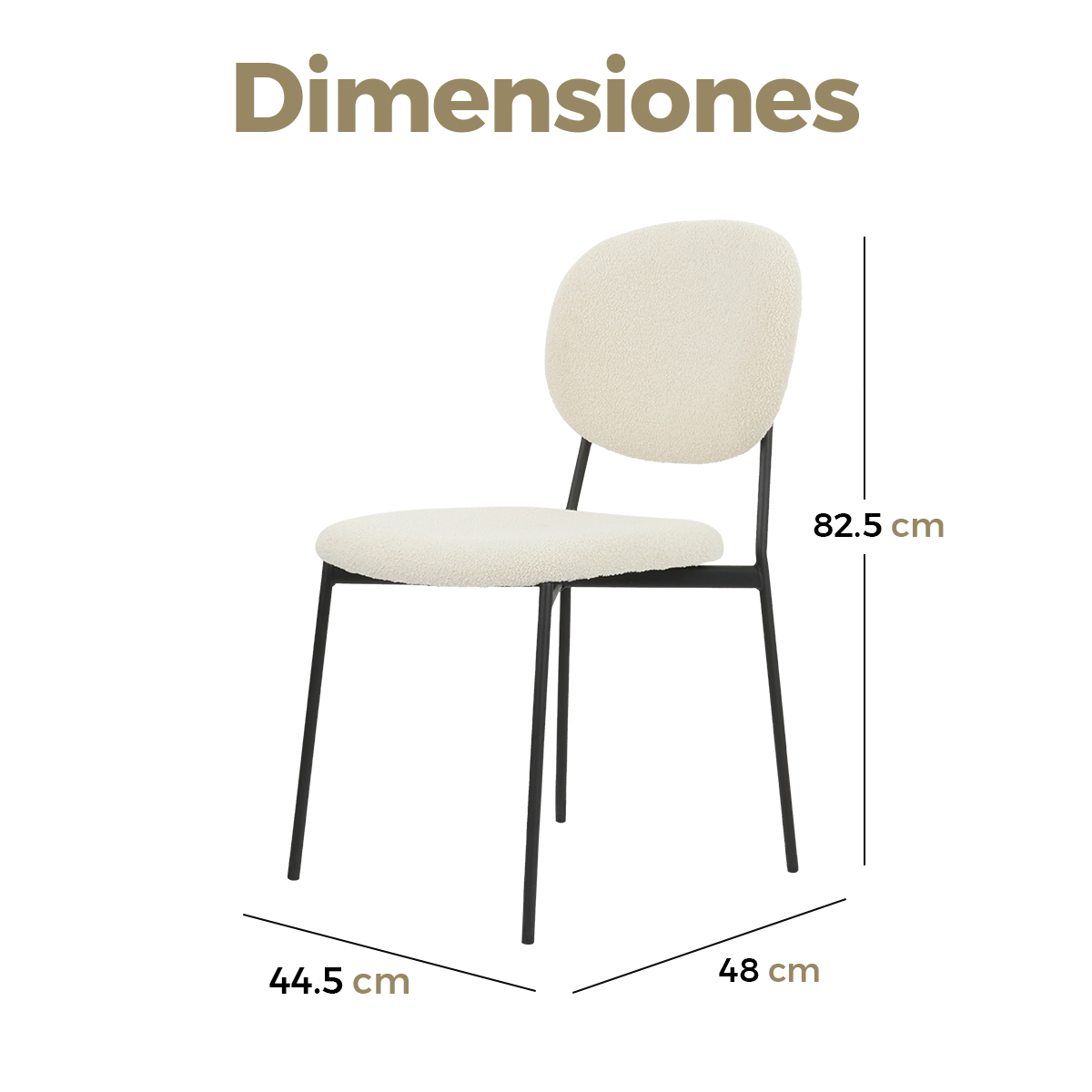 Foto 5 pulgar | Silla para Comedor Bouclé Gl-0010 Gaon Legacy Beige Elegante Set 4