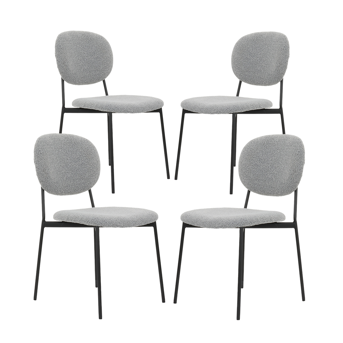 Foto 2 pulgar | Silla para Comedor Bouclé Gl-0010 Gaon Legacy Gris Elegante Set 4