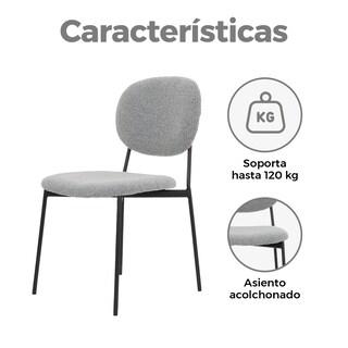 Foto 3 | Silla para Comedor Bouclé Gl-0010 Gaon Legacy Gris Elegante Set 4
