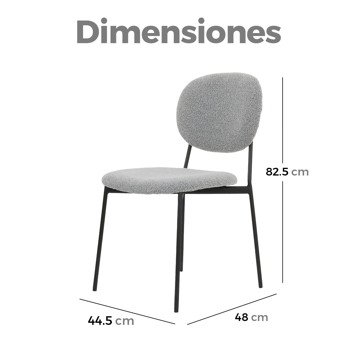 Foto 5 pulgar | Silla para Comedor Bouclé Gl-0010 Gaon Legacy Gris Elegante Set 4
