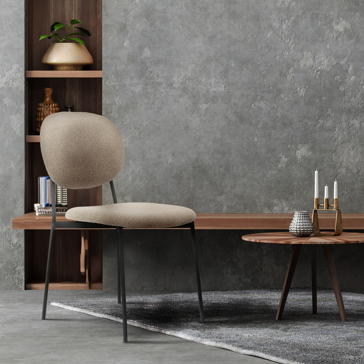 Foto 2 | Silla para Comedor Bouclé Gl-0010 Gaon Legacy Taupe Elegante Set 2