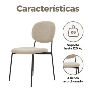 Foto 3 | Silla para Comedor Bouclé Gl-0010 Gaon Legacy Taupe Elegante Set 2