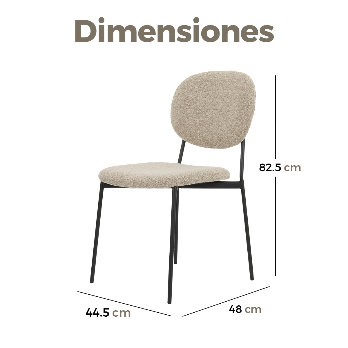 Foto 5 pulgar | Silla para Comedor Bouclé Gl-0010 Gaon Legacy Taupe Elegante Set 2