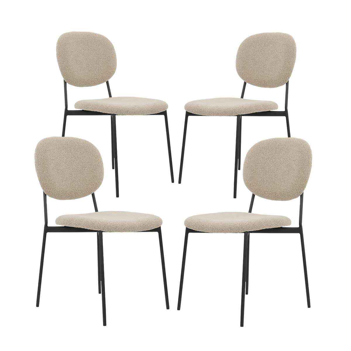Foto 2 pulgar | Silla para Comedor Bouclé Gl-0010 Gaon Legacy Taupe Elegante Set 4