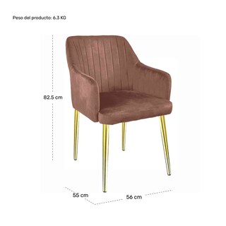 Foto 6 | Set de 2 Sillones Sillas de Comedor Modernos de Terciopelo Rosa Elegantes
