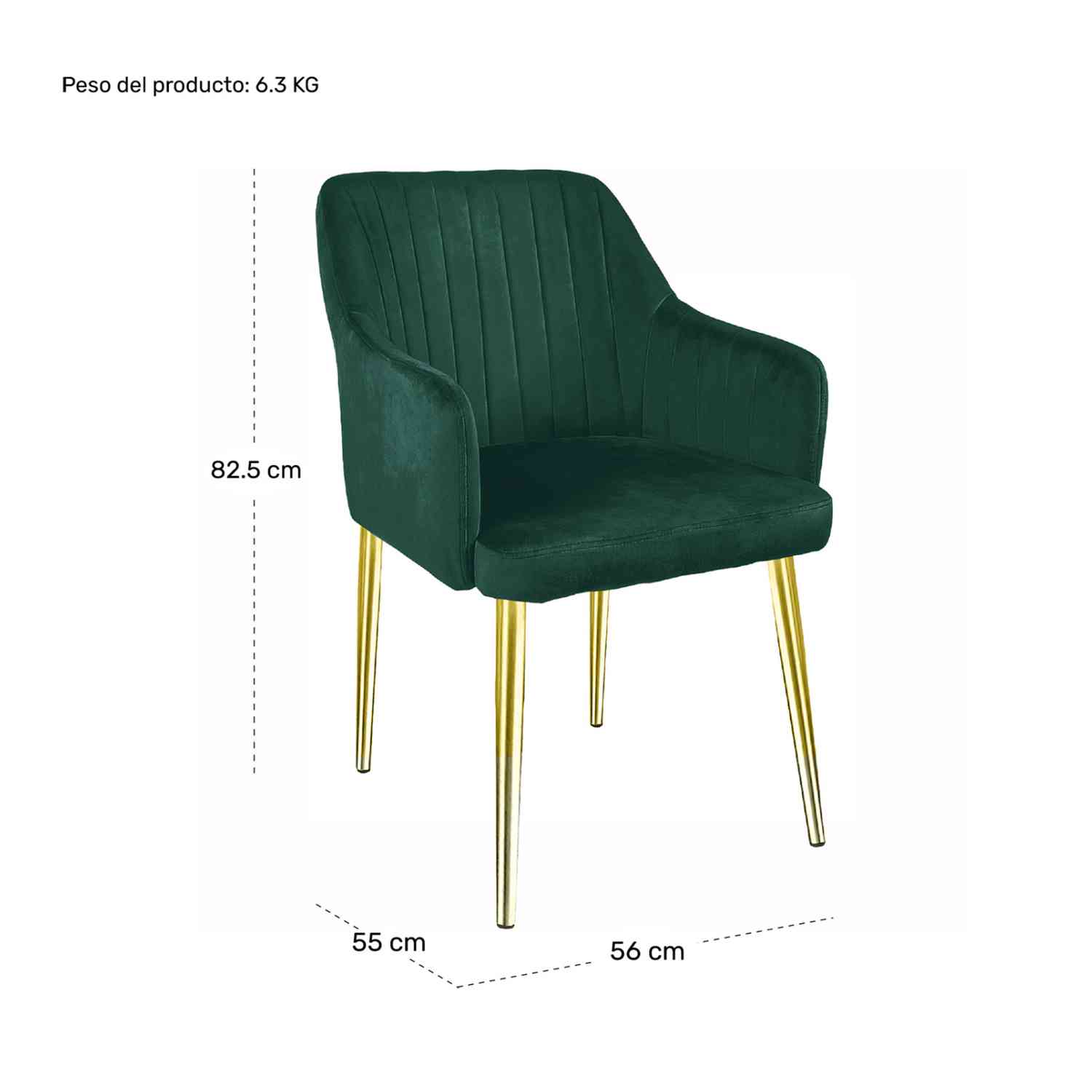 Foto 7 pulgar | Set de 2 Sillones Comedor Modernos de Terciopelo Verde Elegante