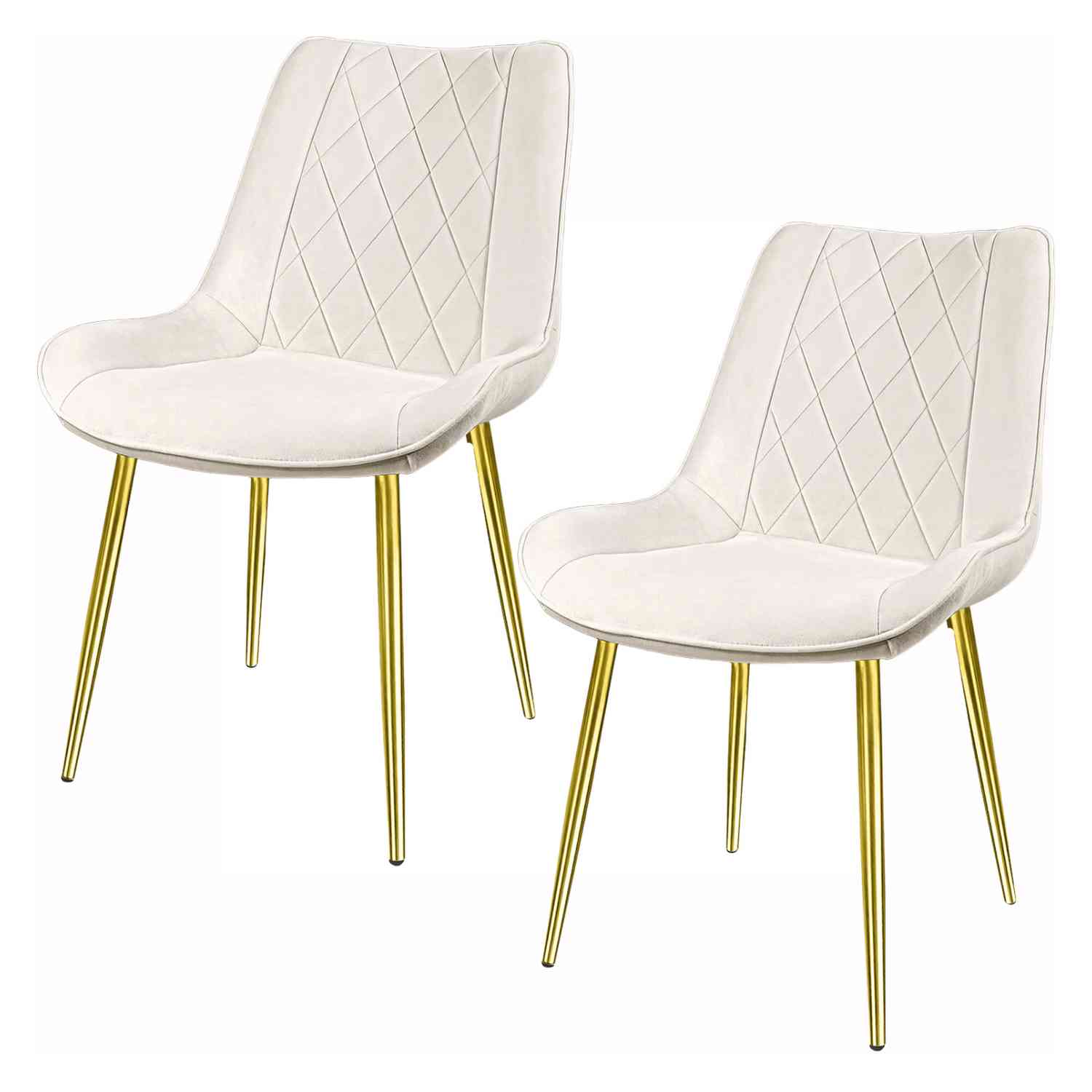 Foto 2 pulgar | Set Sillas para Comedor Tapizadas Terciopelo Blanco 2 Piezas