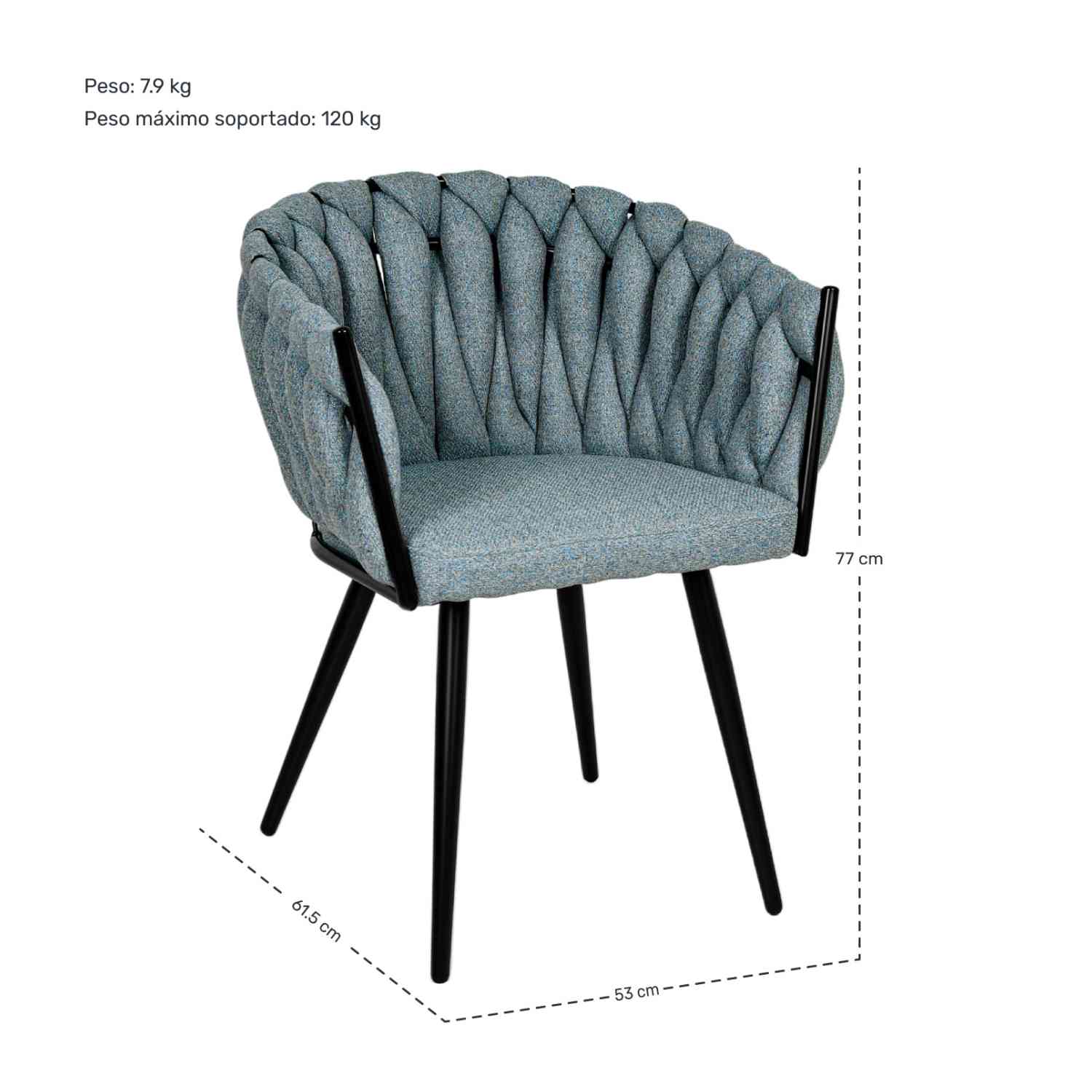 Foto 7 pulgar | Set 2 Sillas para Comedor  Verdes Patrón Tejido Elegante y Moderno