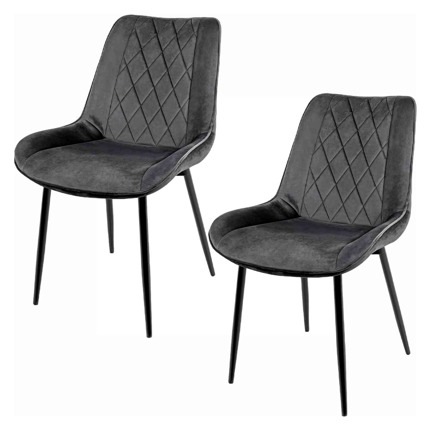 Foto 2 pulgar | Set Sillas para Comedor Tapizadas Terciopelo Modernas Gris 2 Piezas