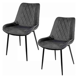 Foto 1 | Set Sillas para Comedor Tapizadas Terciopelo Modernas Gris 2 Piezas