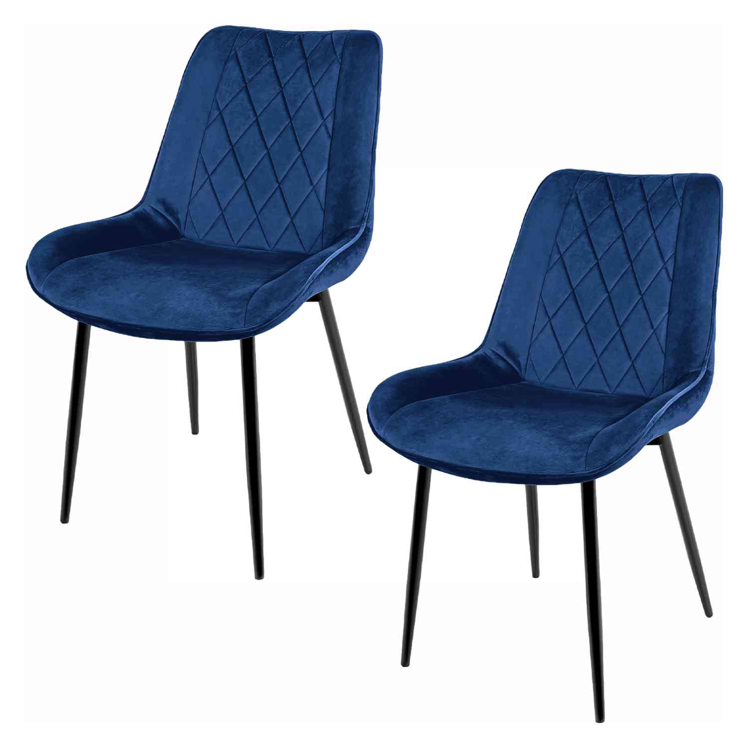 Foto 1 | Set Sillas Comedor Tapizadas Terciopelo Modernas Azul 2 Piezas
