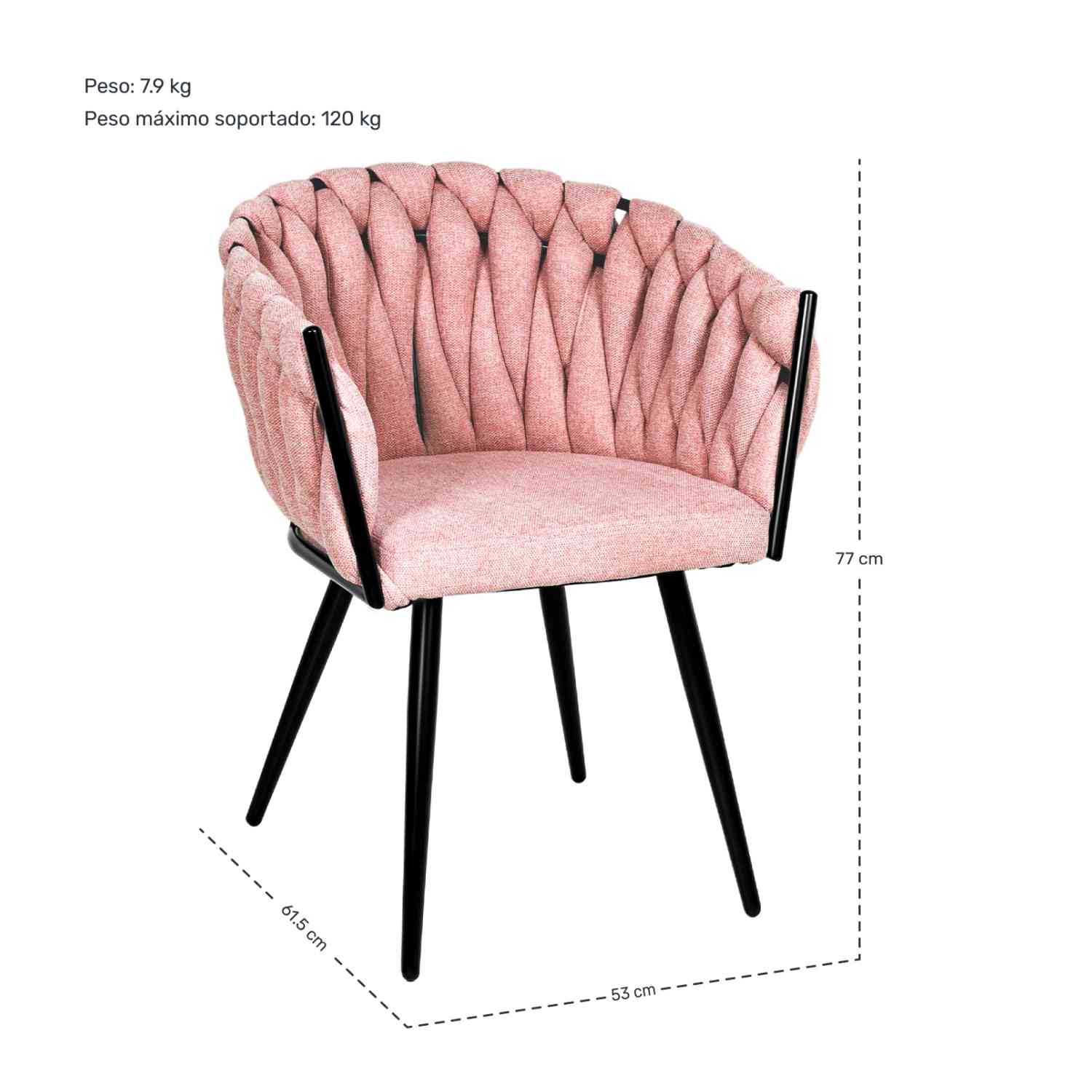 Foto 7 pulgar | Set 2 Sillas para Comedor Rosas Patrón Tejido Elegante Moderno