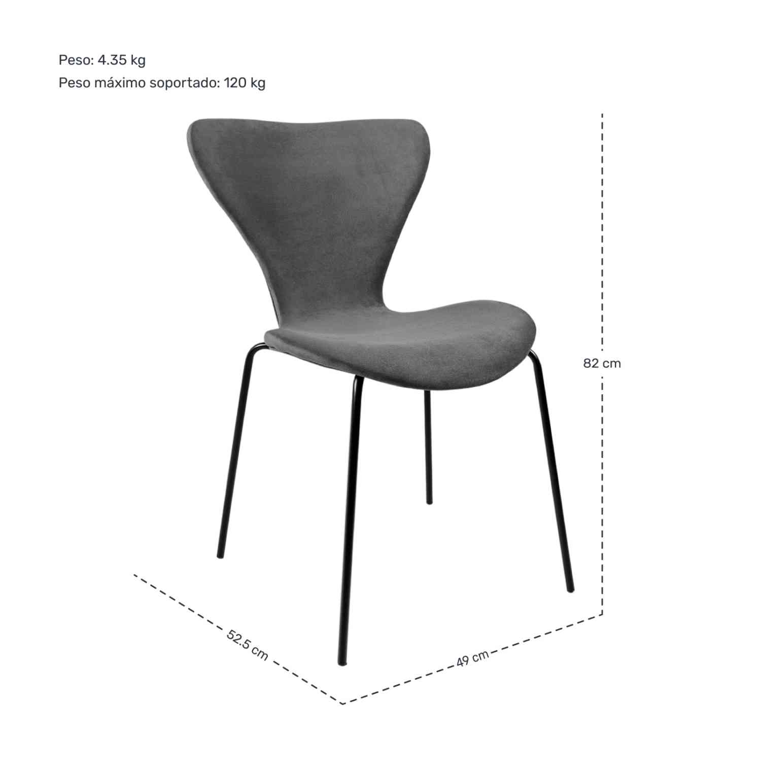 Foto 7 | Juego Set 4 Sillas Rack & Pack Tapizadas Gris