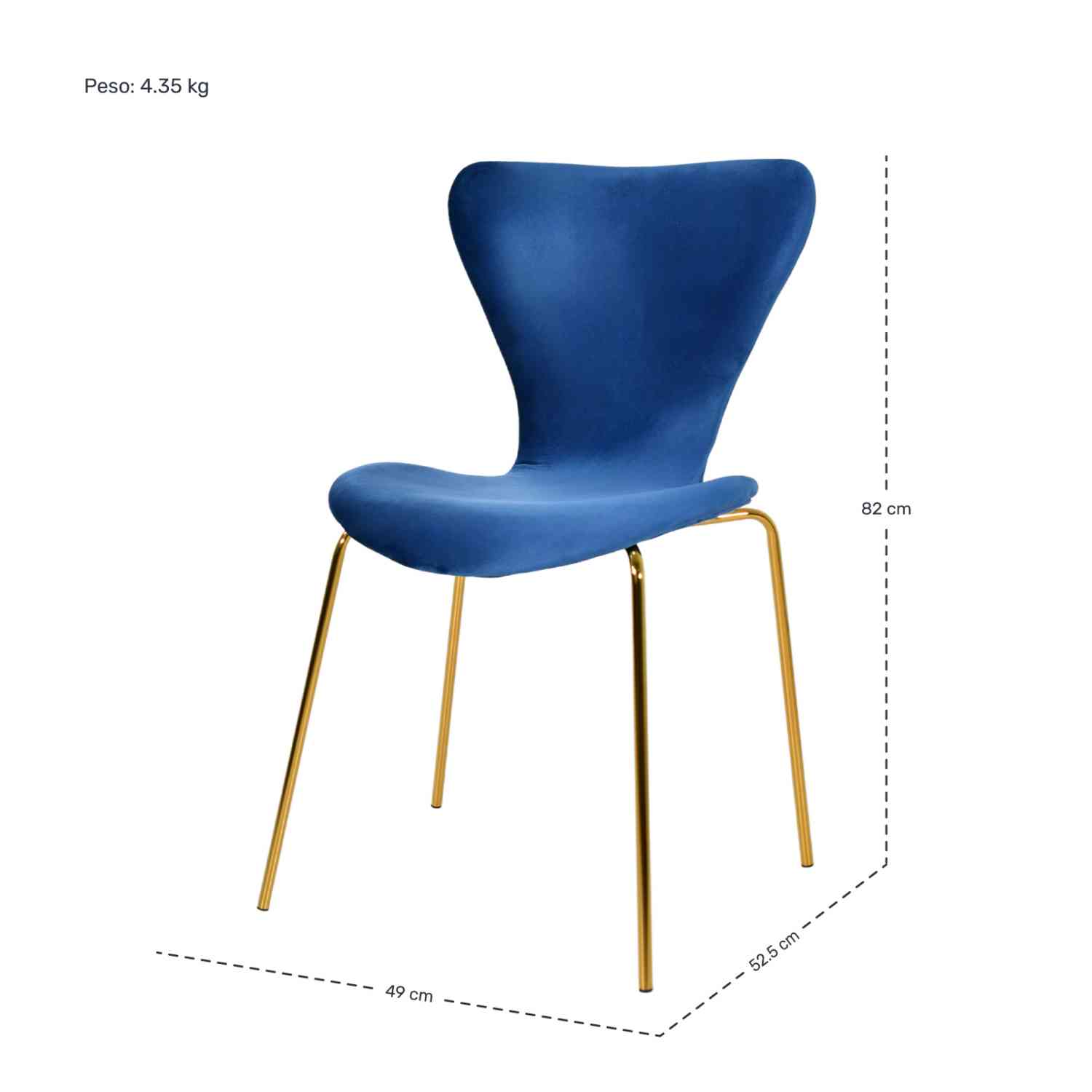 Foto 7 pulgar | Juego Set 4 Sillas Rack & Pack Terciopelo Azul
