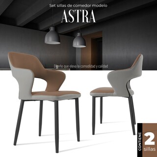 Foto 2 | Set Sillas De Comedor Astra Minimalistas Modernas 2 Unidades (marrón)