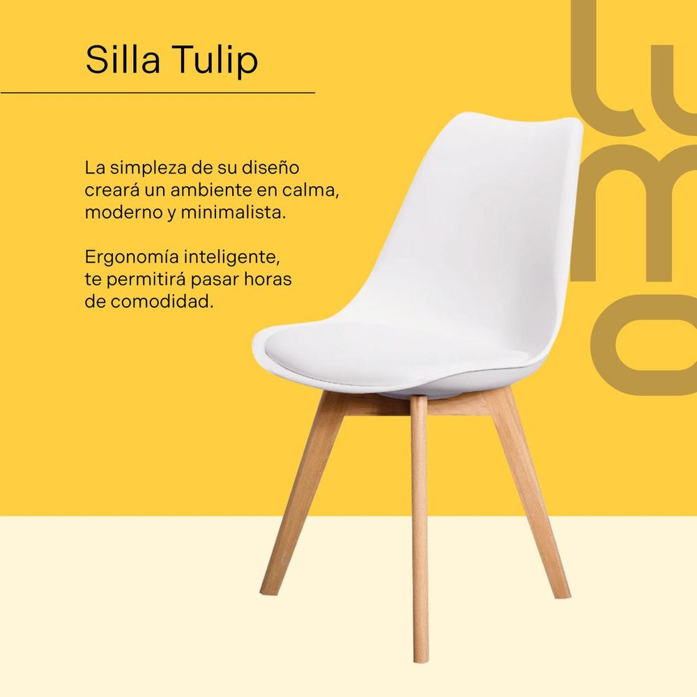 Foto 3 pulgar | Set/kit 2 Silla Tulip Hood Acojinada Moderna Minimalista