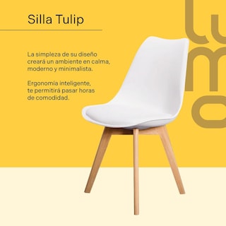 Foto 2 | Set/kit 2 Silla Tulip Hood Acojinada Moderna Minimalista