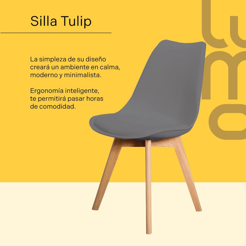 Foto 3 pulgar | Set/kit 2 Silla Tulip Hood Acojinada Moderna Minimalista