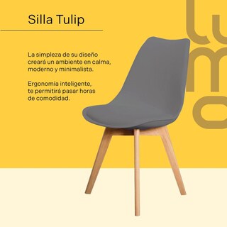 Foto 2 | Set/kit 2 Silla Tulip Hood Acojinada Moderna Minimalista