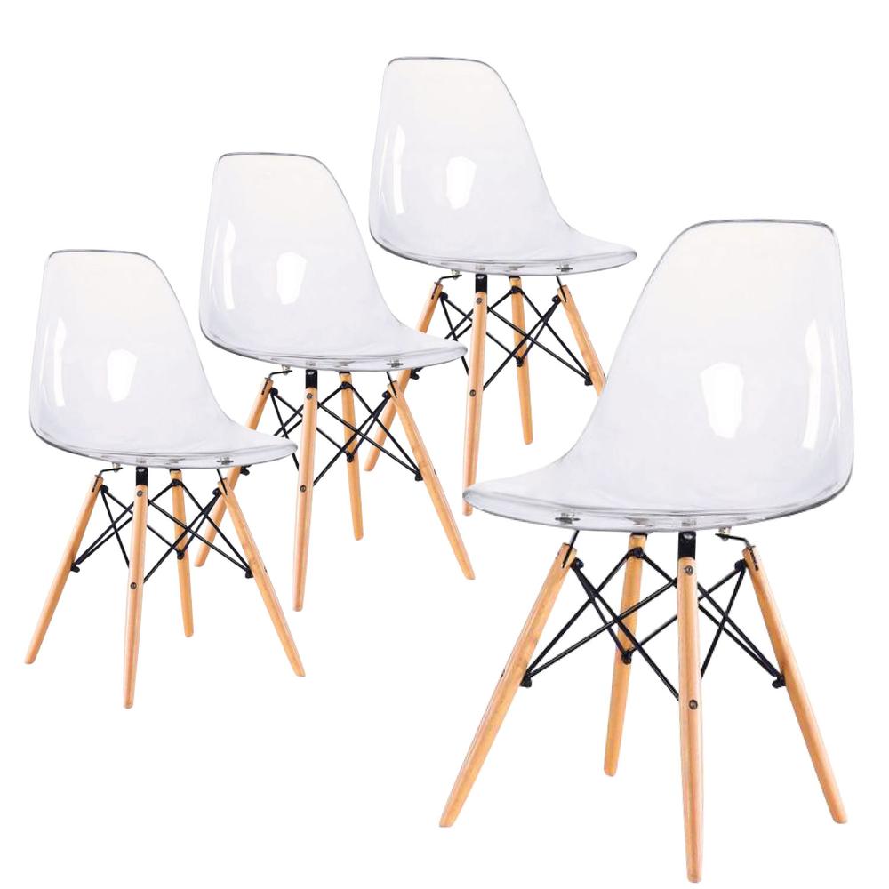Foto 1 | Set 4 Sillas Comedor Crystal Tipo Eames Transparentes Ghost