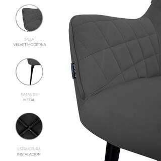 Foto 4 | Set De 2 Sillas Velvet Modernas Para Comedor Marca Gravita