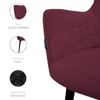 Foto 4 | Set De 2 Sillas Velvet Modernas Para Comedor Marca Gravita