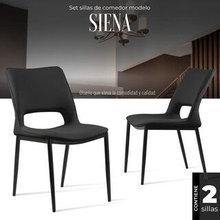 Foto 2 | Set Sillas De Comedor Siena Minimalistas Modernas 2 Unidades (negro)