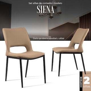 Foto 2 | Set Sillas De Comedor Siena Minimalistas Modernas 2 Unidades (beige)