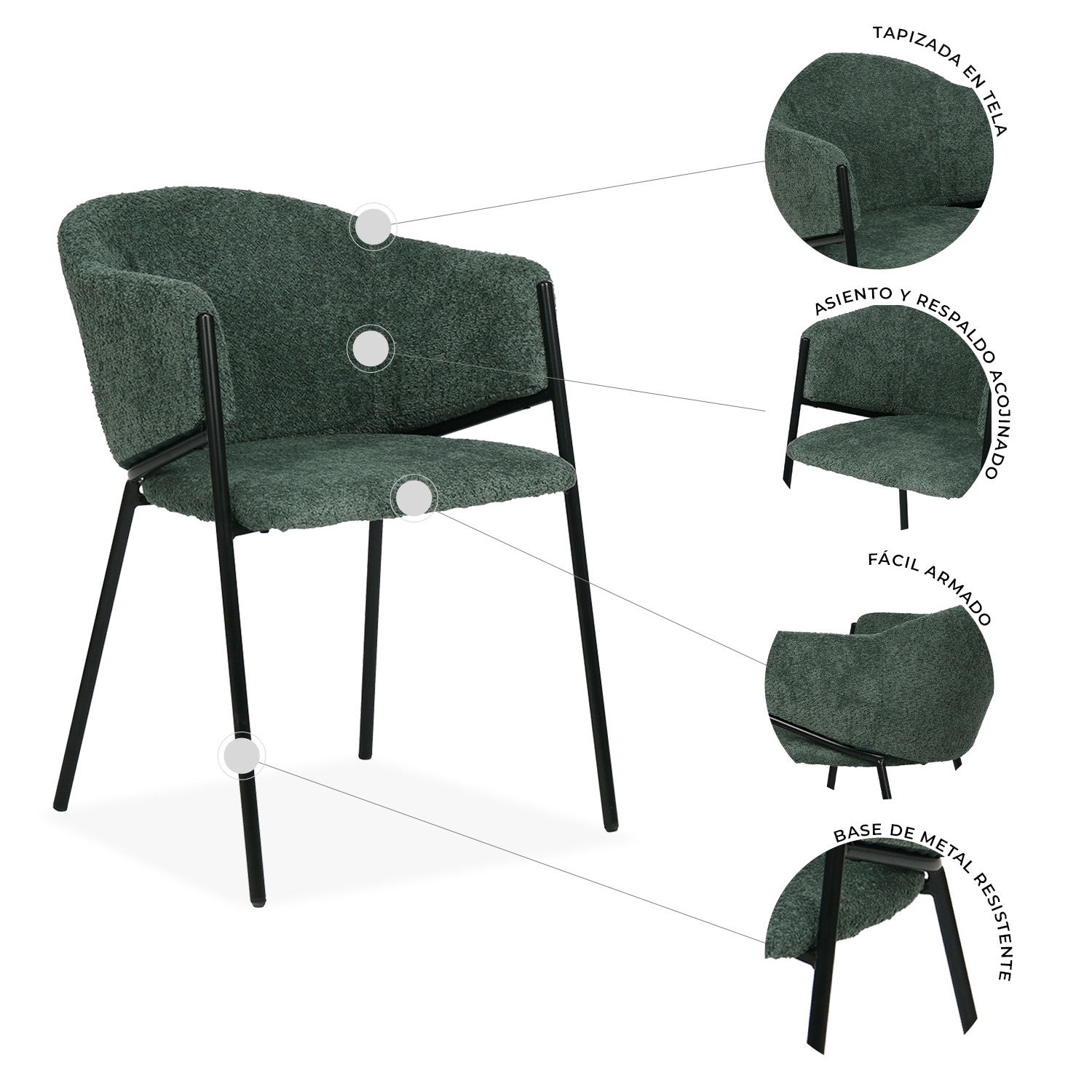 Foto 4 pulgar | Set De 2 Sillas De Comedor 2101 Isolla Verde