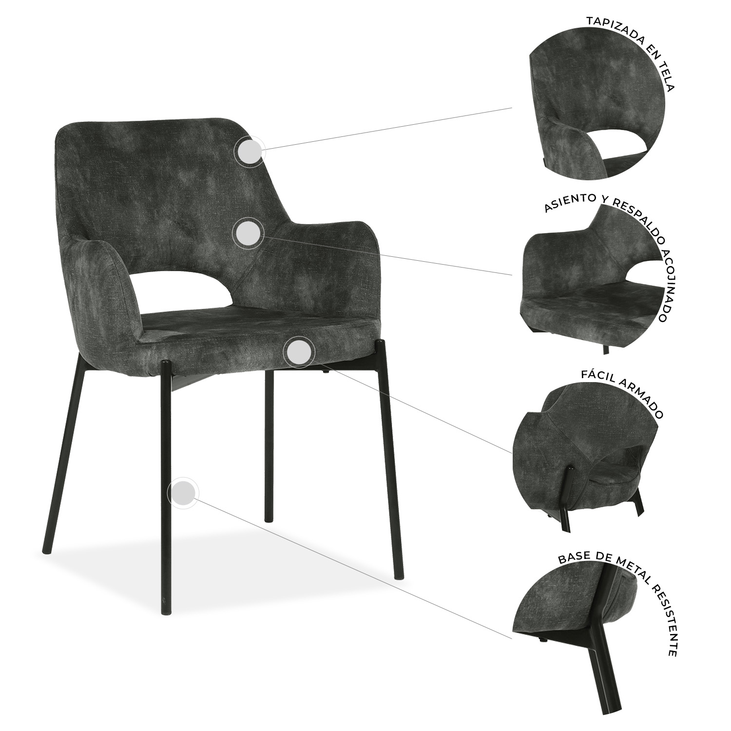Foto 7 pulgar | Set De 2 Sillas De Comedor 3038 Shcola Gris