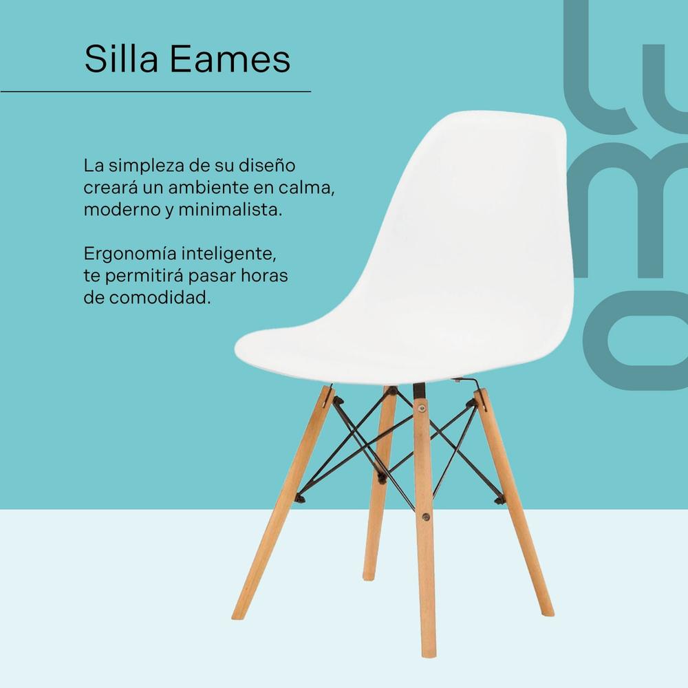 Foto 3 pulgar | Set X 2 Sillas Tipo Eames Comedor Reforzadas Estructura