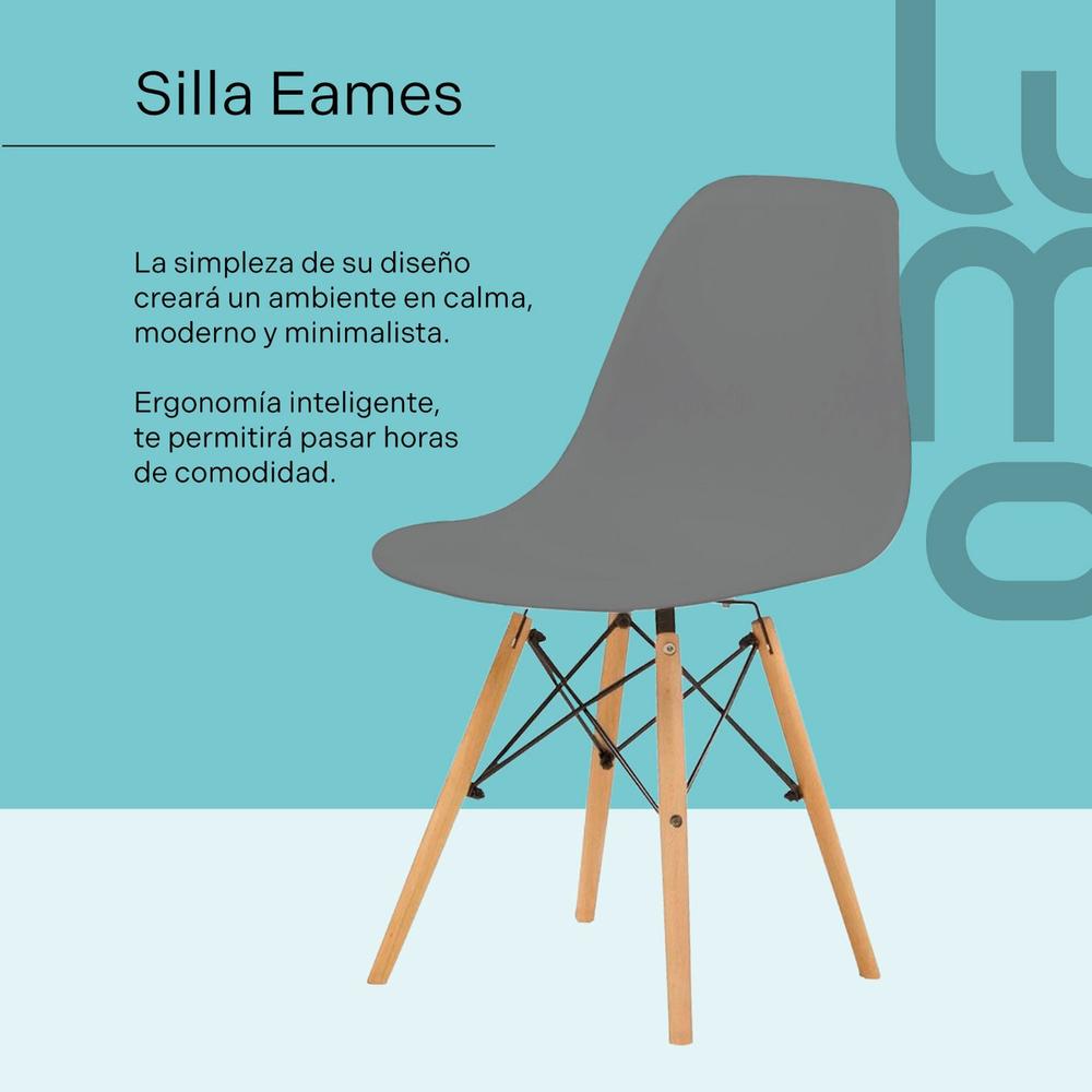 Foto 3 pulgar | Set X 2 Sillas Tipo Eames Comedor Reforzadas Estructura
