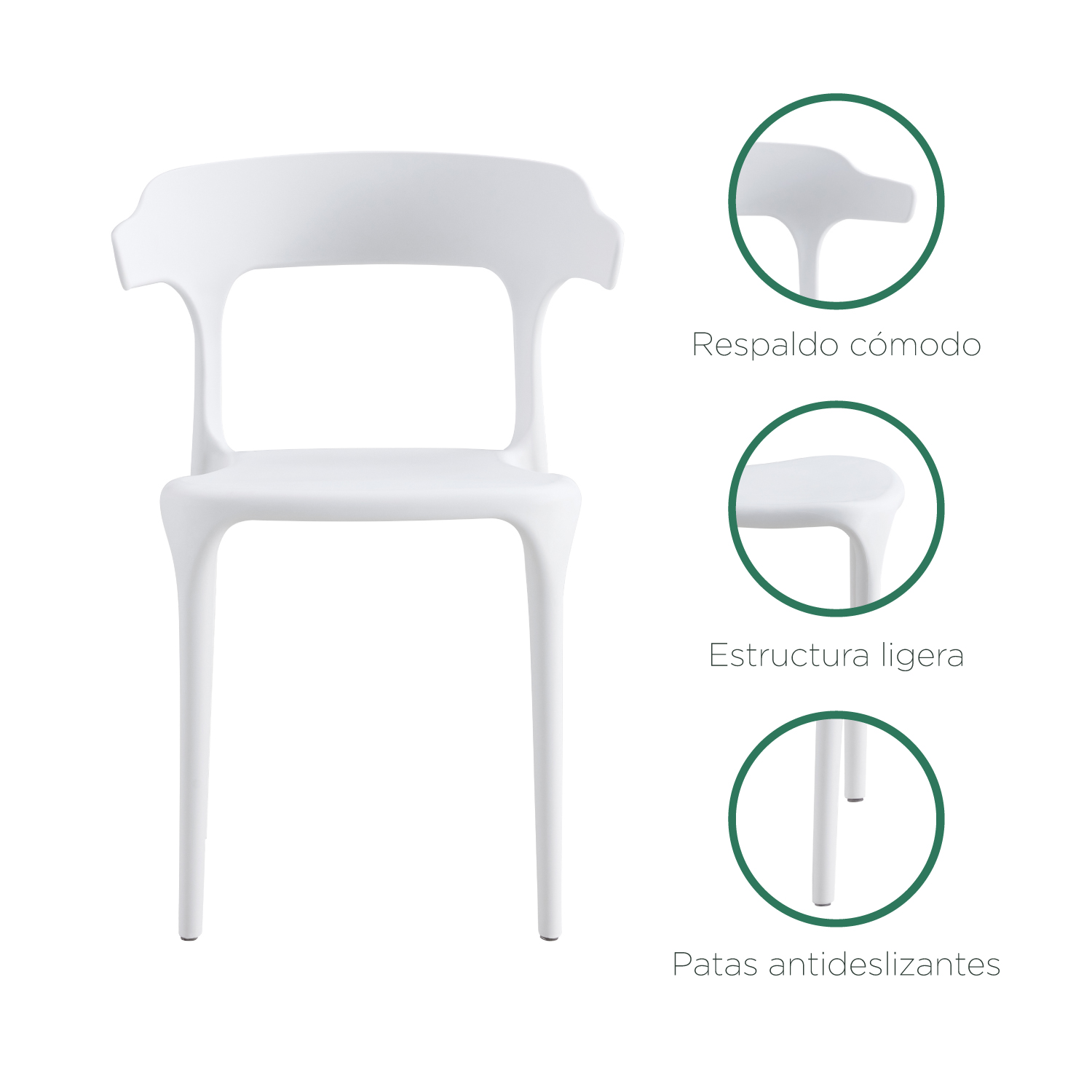 Foto 7 pulgar | Set 4 Sillas De Comedor Top Living Esp-bajab4pack Con Respaldo Curvo Color Blanco