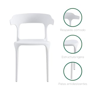 Foto 6 | Set 4 Sillas De Comedor Top Living Esp-bajab4pack Con Respaldo Curvo Color Blanco