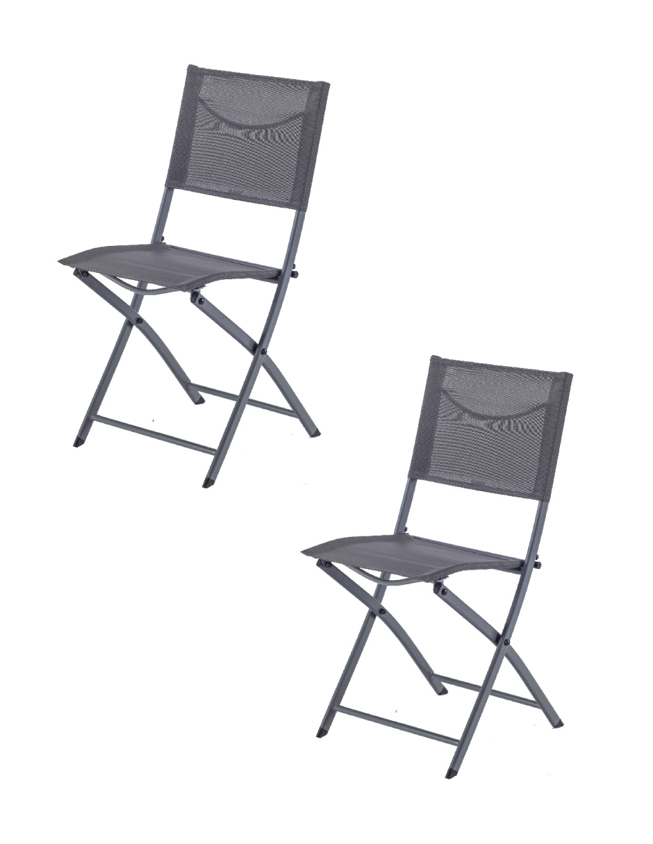 Naterial Set De 2 Sillas Plegables De Acero Apta Para Exterior, Modelo Emys