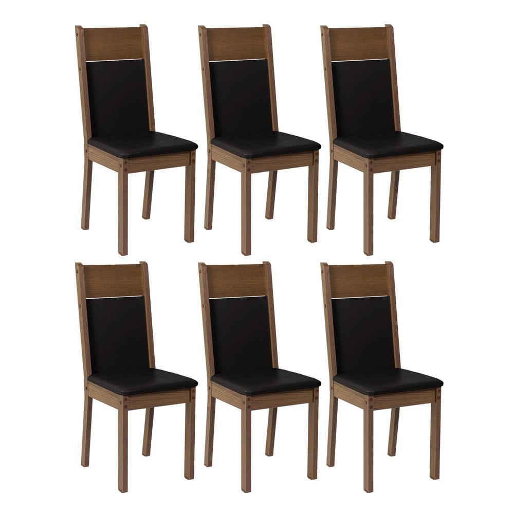 Foto 1 | Kit 6 Sillas De Comedor 4284 Madesa Negro/marrón