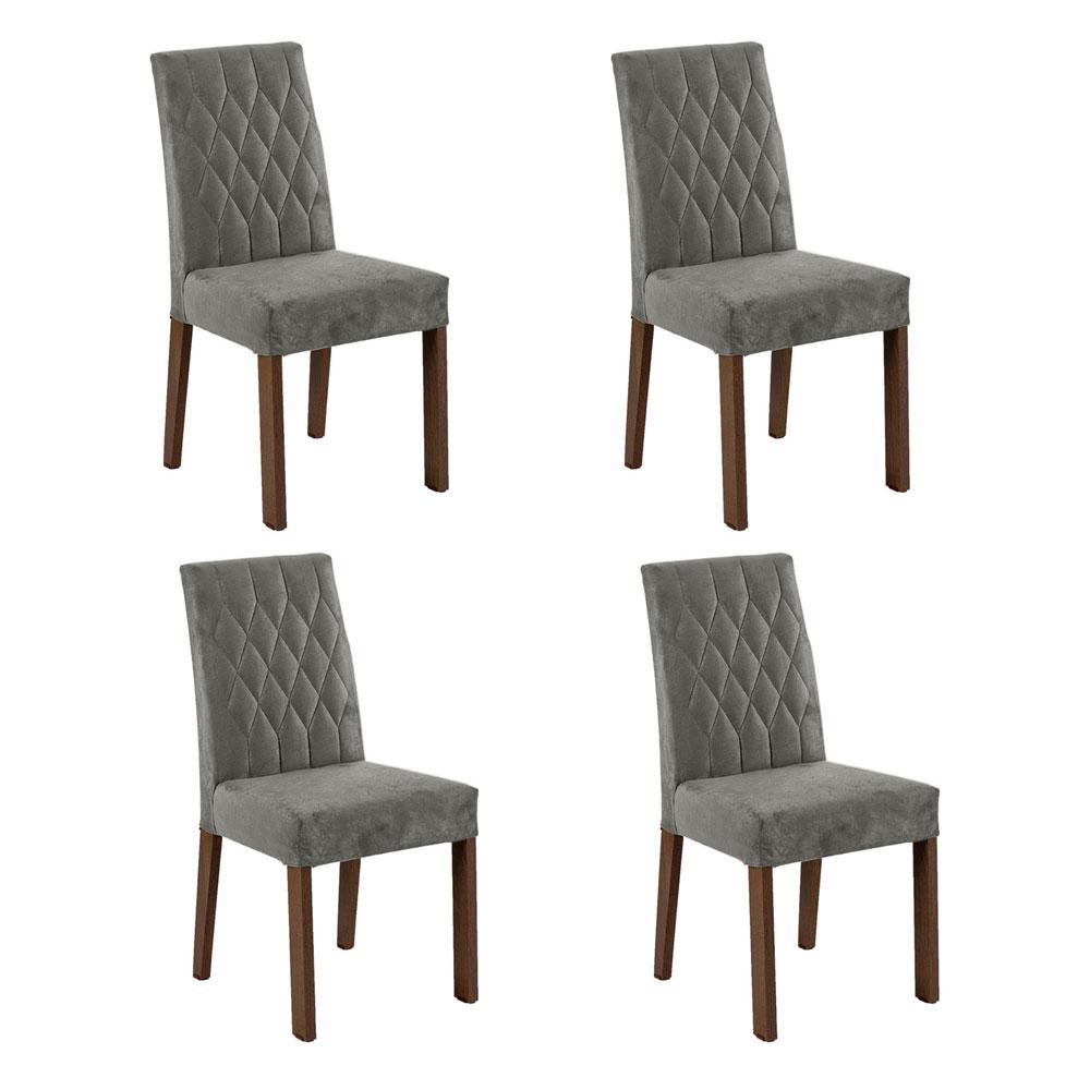 Kit 4 Sillas Para Comedor Silver 4256 Madesa Color Gris
