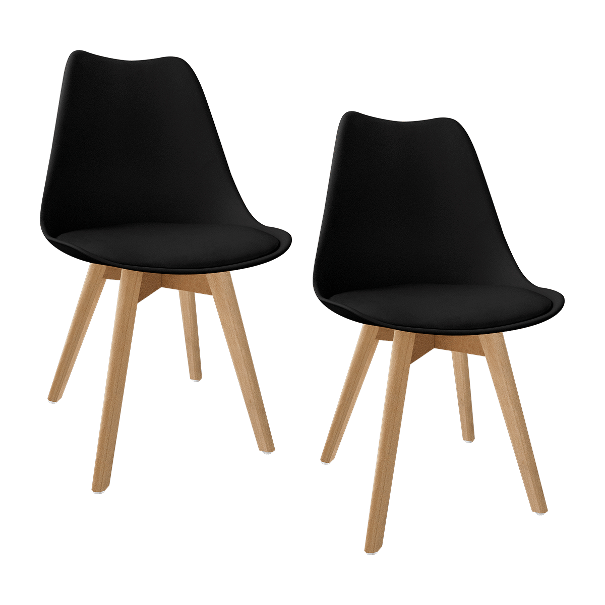 Set 2 Silla Tulip Minimalista Moderna Comedor Acolchonada Color Negro