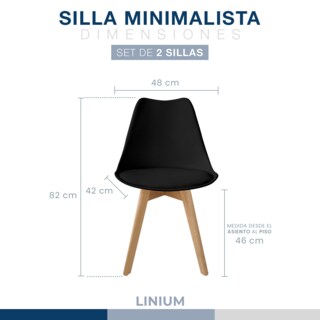Foto 2 | Set 2 Silla Tulip Minimalista Moderna Comedor Acolchonada Color Negro