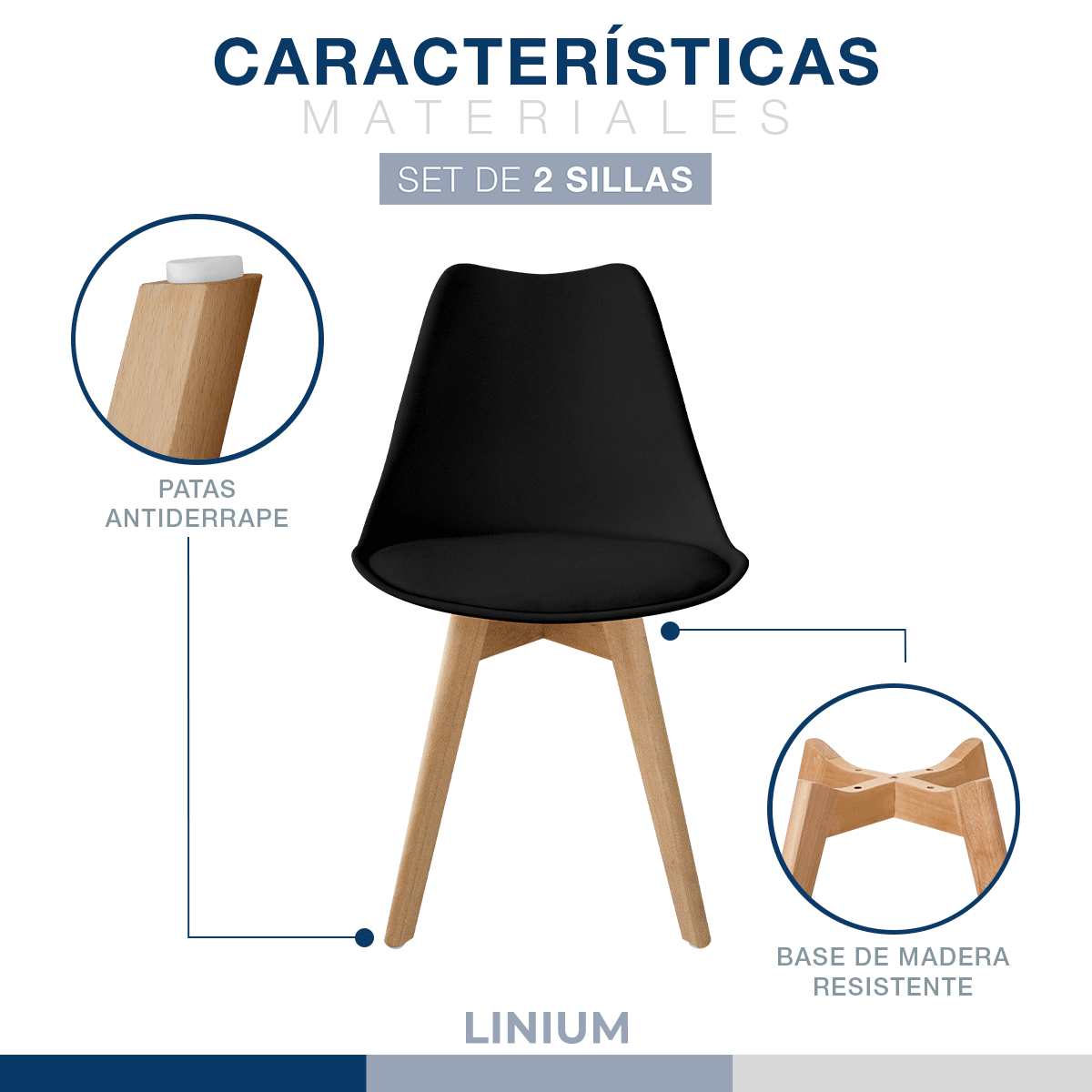 Foto 6 pulgar | Set 2 Silla Tulip Minimalista Moderna Comedor Acolchonada Color Negro
