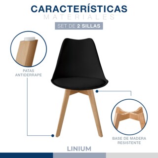 Foto 5 | Set 2 Silla Tulip Minimalista Moderna Comedor Acolchonada Color Negro