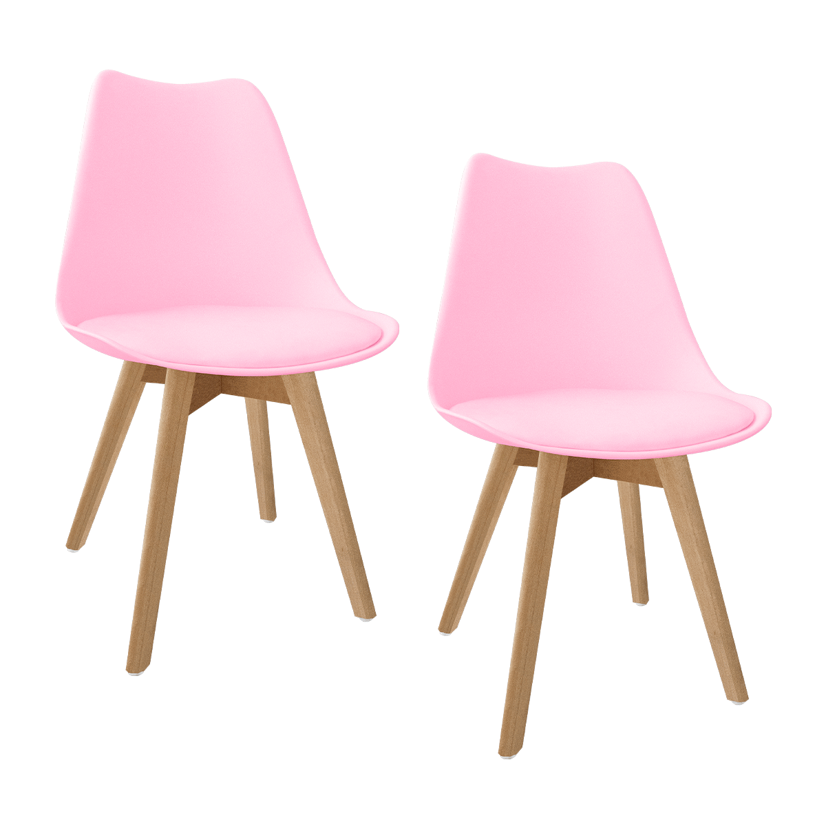 Set 2 Silla Tulip Minimalista Moderna Comedor Acolchonada Color Rosa