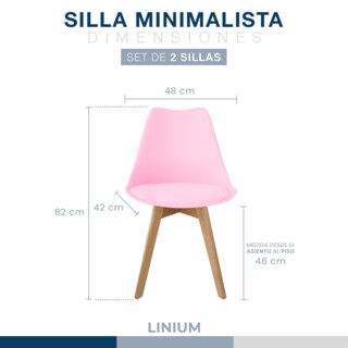 Foto 2 | Set 2 Silla Tulip Minimalista Moderna Comedor Acolchonada Color Rosa
