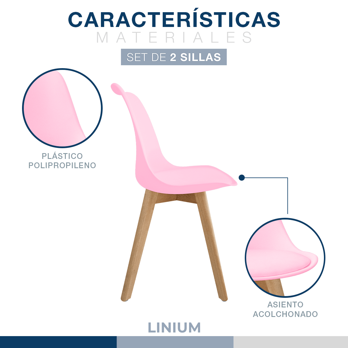 Foto 5 pulgar | Set 2 Silla Tulip Minimalista Moderna Comedor Acolchonada Color Rosa