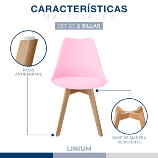 Foto 5 | Set 2 Silla Tulip Minimalista Moderna Comedor Acolchonada Color Rosa